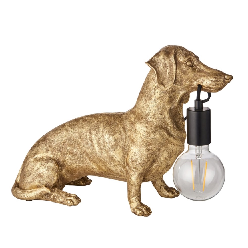 Endon 101187 - Pöytävalaisin DACHSHUND 1xE27/10W/230V kulta