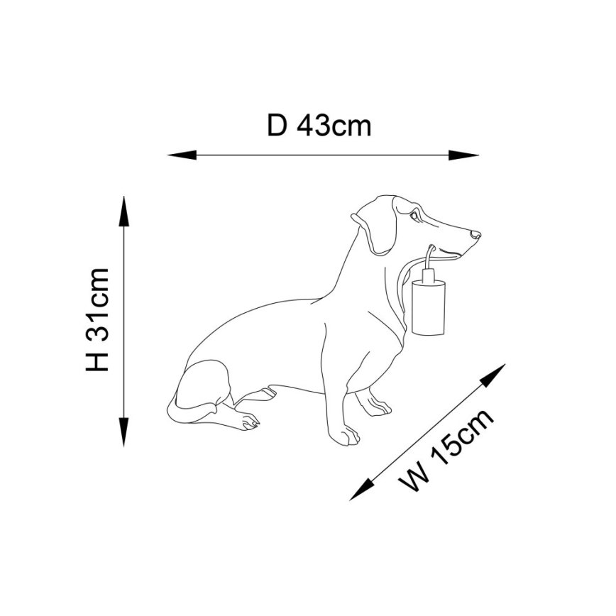 Endon 101187 - Pöytävalaisin DACHSHUND 1xE27/10W/230V kulta
