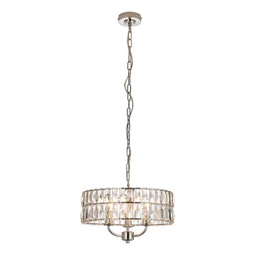 Endon 104466 - Kattokruunu ketjussa CLIFTON 3xE14/6W/230V kiiltävä kromi/läpinäkyvä halkaisija 38,5 cm