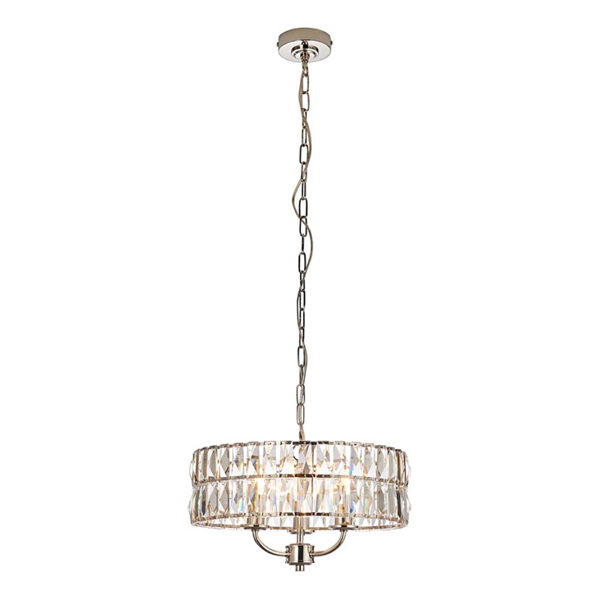 Endon 104466 - Kattokruunu ketjussa CLIFTON 3xE14/6W/230V kiiltävä kromi/läpinäkyvä halkaisija 38,5 cm