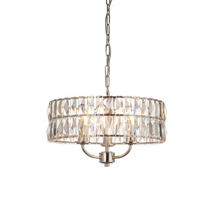 Endon 104466 - Kattokruunu ketjussa CLIFTON 3xE14/6W/230V kiiltävä kromi/läpinäkyvä halkaisija 38,5 cm