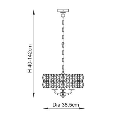 Endon 104466 - Kattokruunu ketjussa CLIFTON 3xE14/6W/230V kiiltävä kromi/läpinäkyvä halkaisija 38,5 cm
