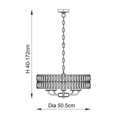 Endon 104467 - Kattokruunu ketjussa CLIFTON 5xE14/6W/230V kiiltävä kromi/läpinäkyvä halkaisija 50,5 cm