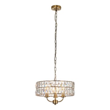 Endon 106243 - Kattokruunu ketjulla CLIFTON 3xE14/6W/230V halkaisija 38,5 cm messinki/kirkas