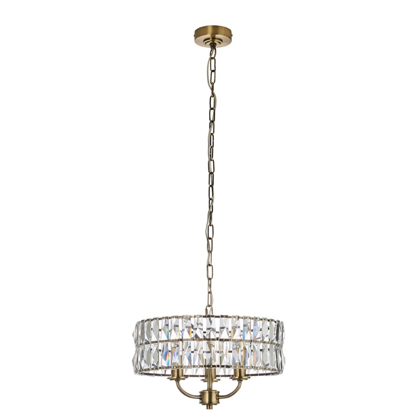 Endon 106243 - Kattokruunu ketjulla CLIFTON 3xE14/6W/230V halkaisija 38,5 cm messinki/kirkas