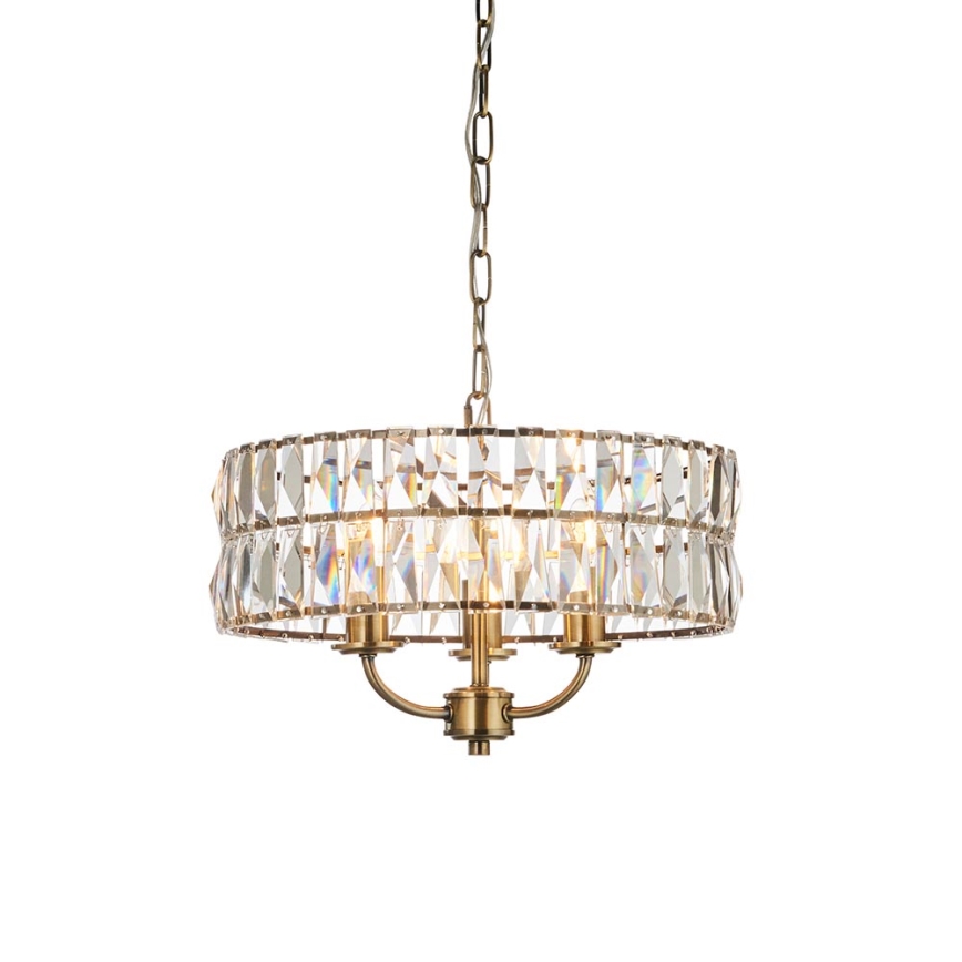 Endon 106243 - Kattokruunu ketjulla CLIFTON 3xE14/6W/230V halkaisija 38,5 cm messinki/kirkas