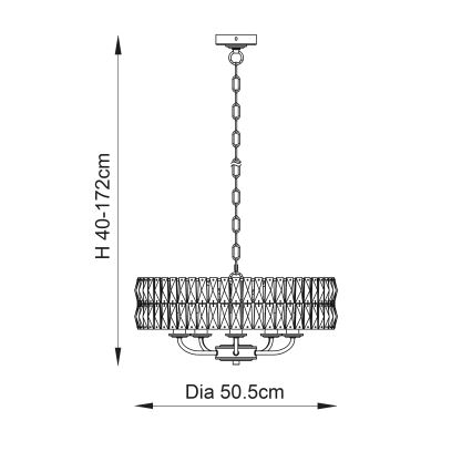 Endon 106244 - Kattokruunu ketjulla CLIFTON 5xE14/6W/230V messinki/kirkas