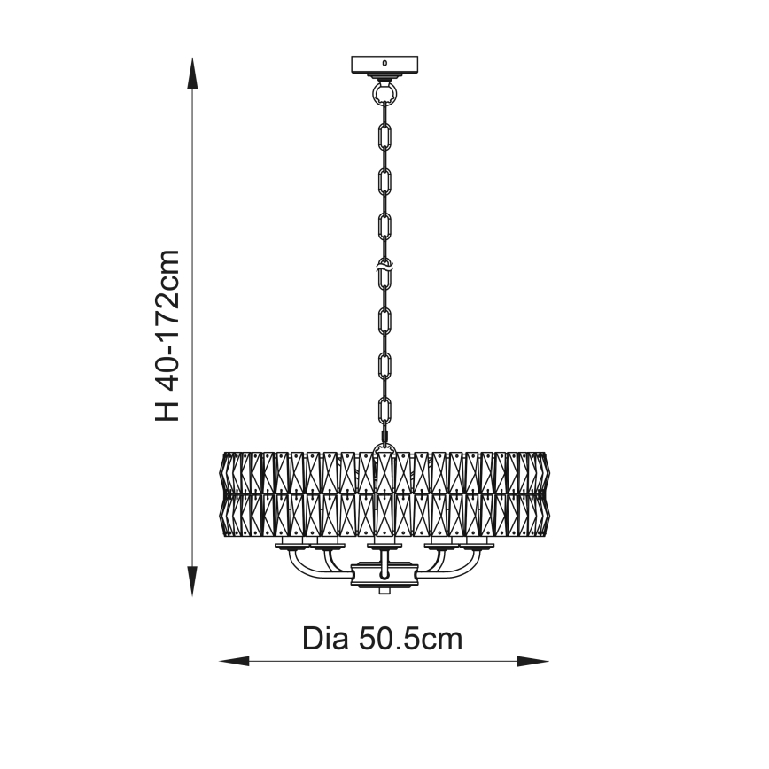 Endon 106244 - Kattokruunu ketjulla CLIFTON 5xE14/6W/230V messinki/kirkas