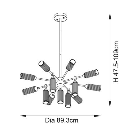 Endon 106256 - Riippukattokruunu TOUR 13xG9/3W/230V messinki