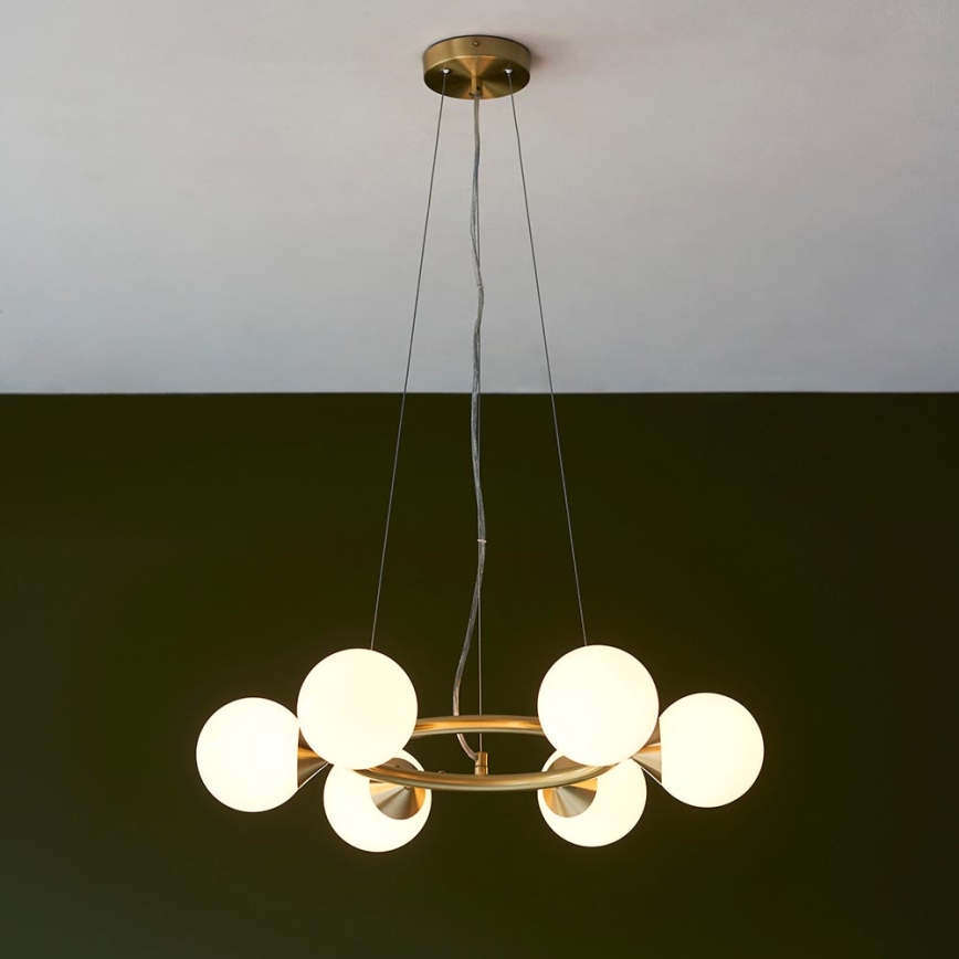 Endon 106390 - OTIS-riippuvalaisin vaijerilla 6xG9/3W/230V, kultainen