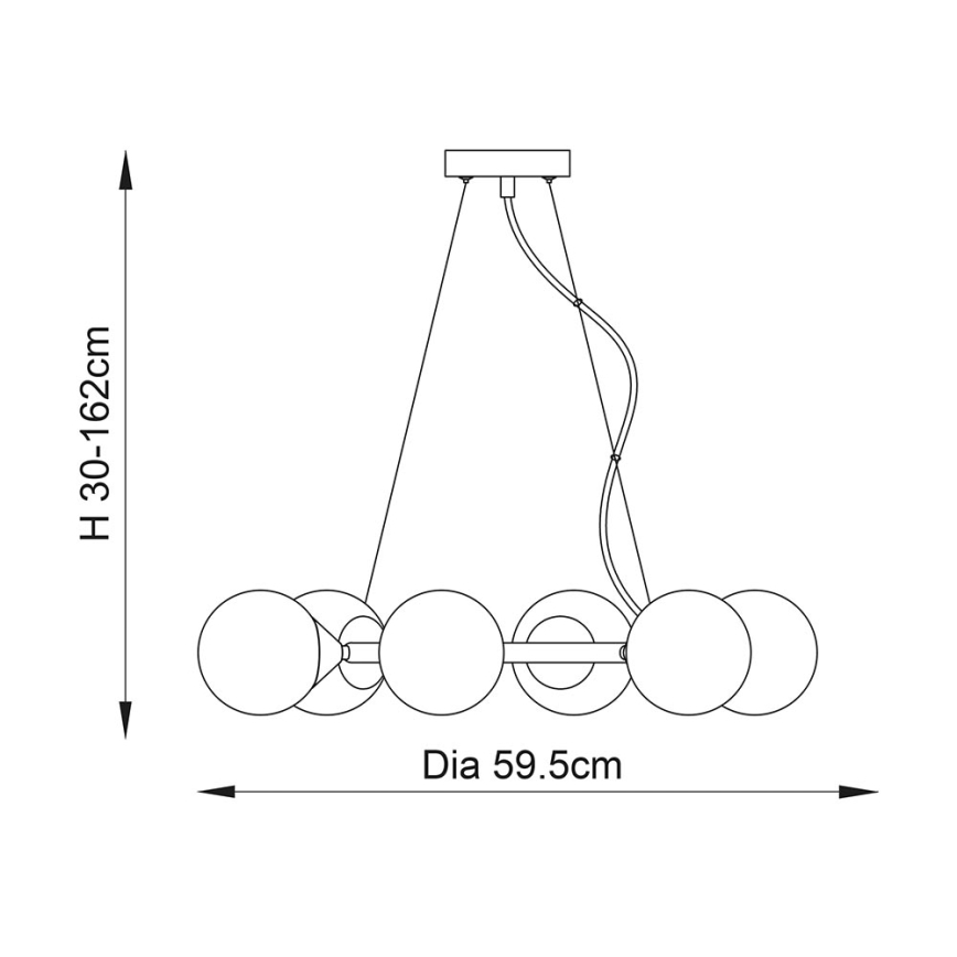 Endon 106390 - OTIS-riippuvalaisin vaijerilla 6xG9/3W/230V, kultainen
