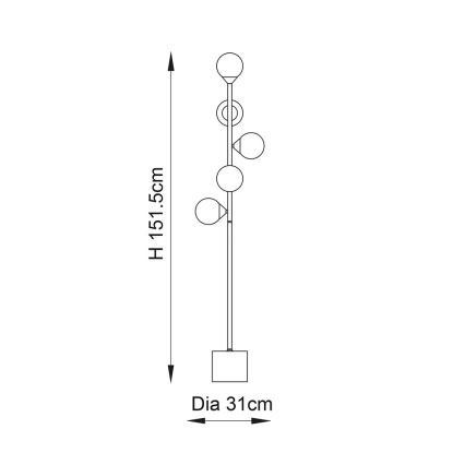 Endon 106756 - Lattiavalaisin OTIS 5xG9/3W/230V kultainen