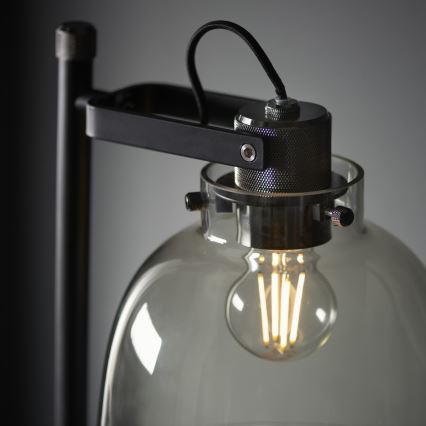 Endon 107013 - Lattialamppu URBAN 1xE27/10W/230V musta/savuinen