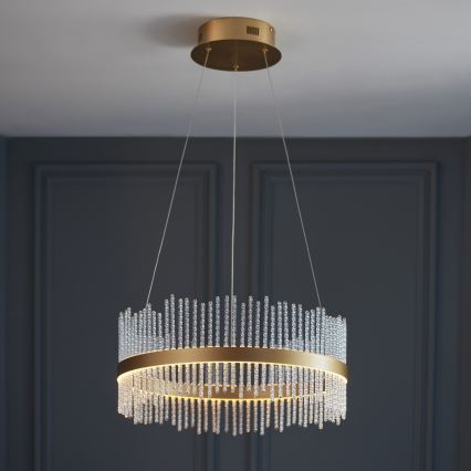 Endon 107671 - Himmennettävä LED-kattokruunu johdossa ADRIEL LED/41W/230V 3000K halkaisija 51 cm kulta/läpinäkyvä