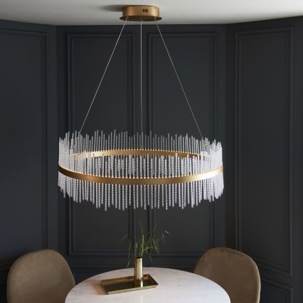 Endon 107672 - ADRIEL himmennettävä LED-riippuvalaisin vaijerilla LED/83W/230V 3000K, halkaisija 89 cm, kultainen/kirkas