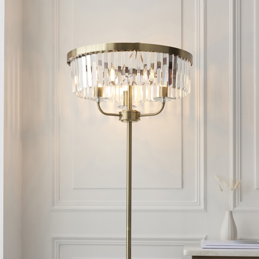 Endon 110644 - Lattialamppu CHESTERFIELD 3xE14/6W/230V messinki