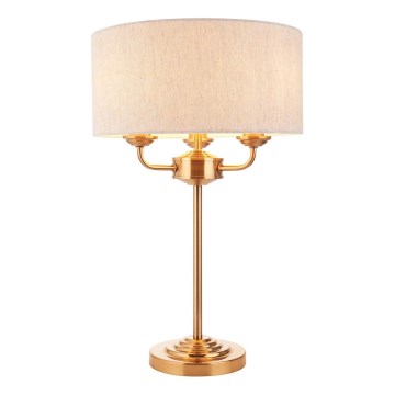Endon 110721 - Pöytävalaisin HIGHCLERE 3xE14/18W/230V beige/messinki
