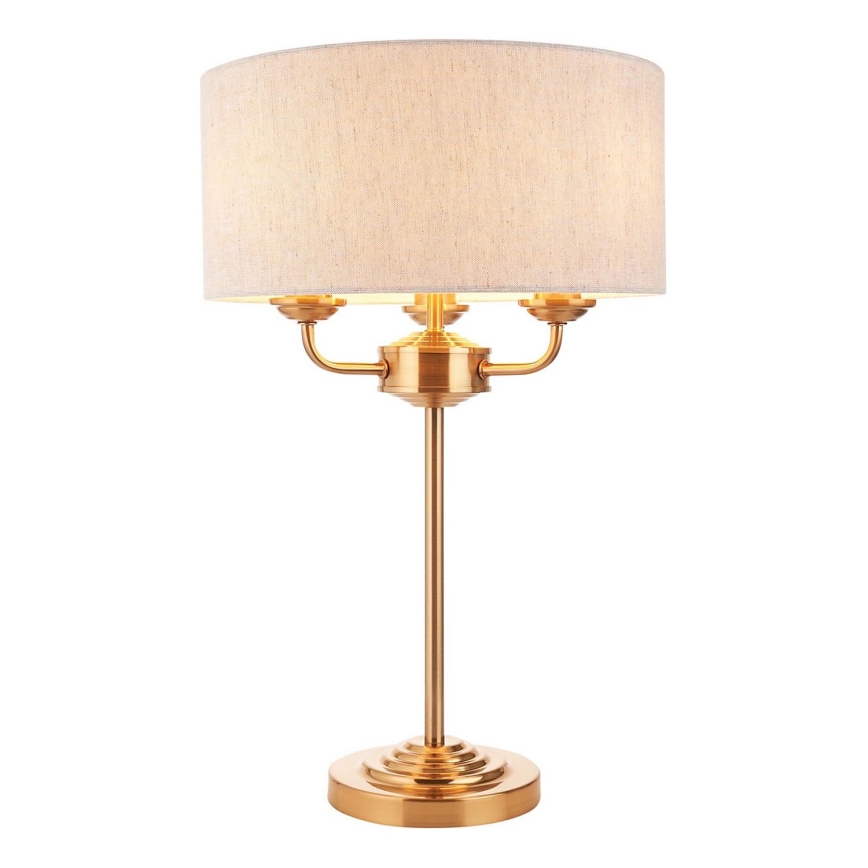Endon 110721 - Pöytävalaisin HIGHCLERE 3xE14/18W/230V beige/messinki