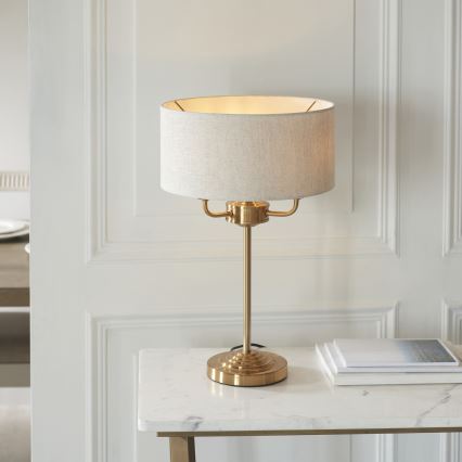 Endon 110721 - Pöytävalaisin HIGHCLERE 3xE14/18W/230V beige/messinki