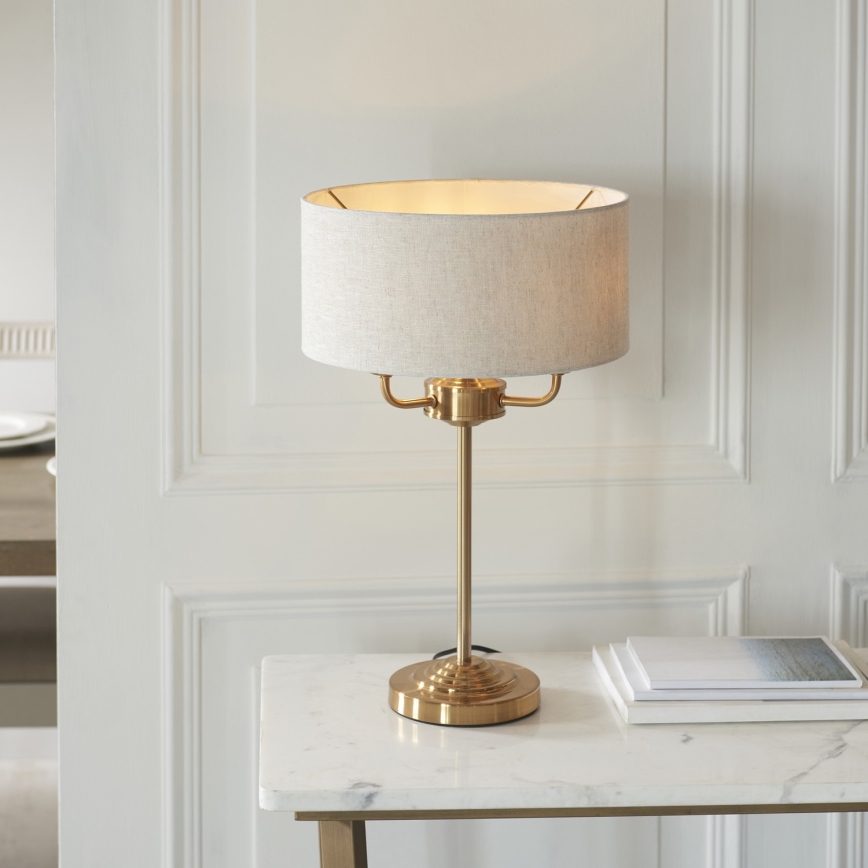 Endon 110721 - Pöytävalaisin HIGHCLERE 3xE14/18W/230V beige/messinki