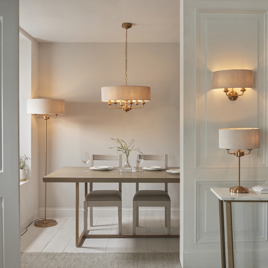 Endon 110721 - Pöytävalaisin HIGHCLERE 3xE14/18W/230V beige/messinki