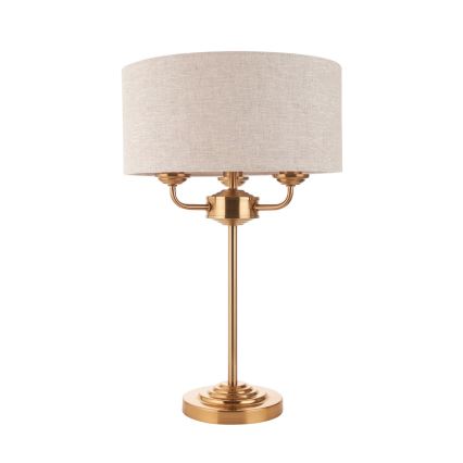 Endon 110721 - Pöytävalaisin HIGHCLERE 3xE14/18W/230V beige/messinki