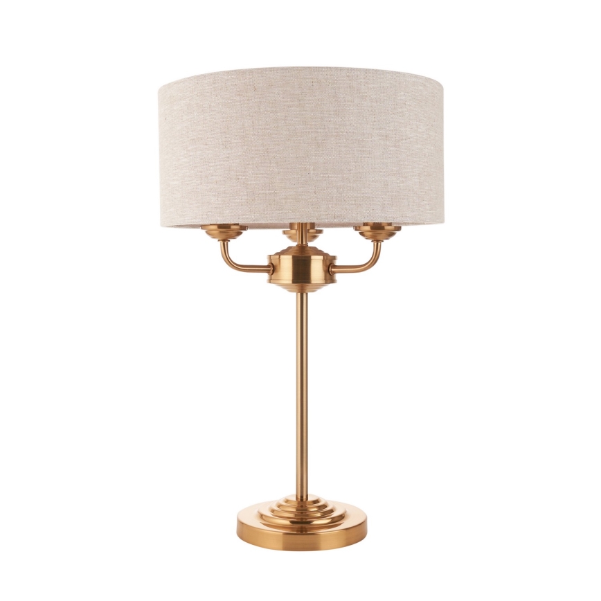 Endon 110721 - Pöytävalaisin HIGHCLERE 3xE14/18W/230V beige/messinki