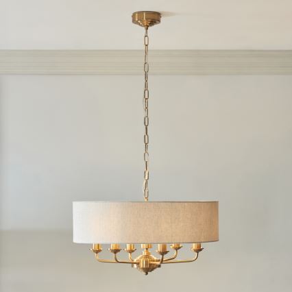 Endon 110722 - Kattokruunu ketjussa HIGHCLERE 6xE14/6W/230V beige/messinki halkaisija 55 cm