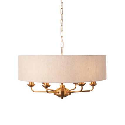 Endon 110722 - Kattokruunu ketjussa HIGHCLERE 6xE14/6W/230V beige/messinki halkaisija 55 cm