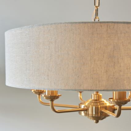 Endon 110722 - Kattokruunu ketjussa HIGHCLERE 6xE14/6W/230V beige/messinki halkaisija 55 cm