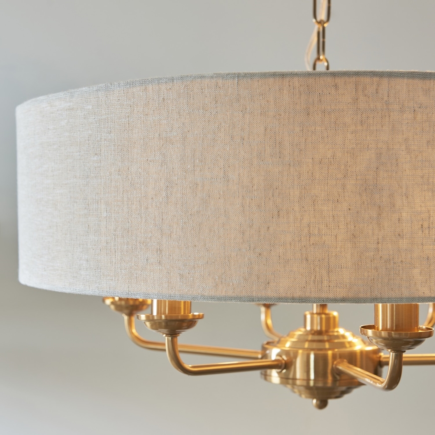Endon 110722 - Kattokruunu ketjussa HIGHCLERE 6xE14/6W/230V beige/messinki halkaisija 55 cm