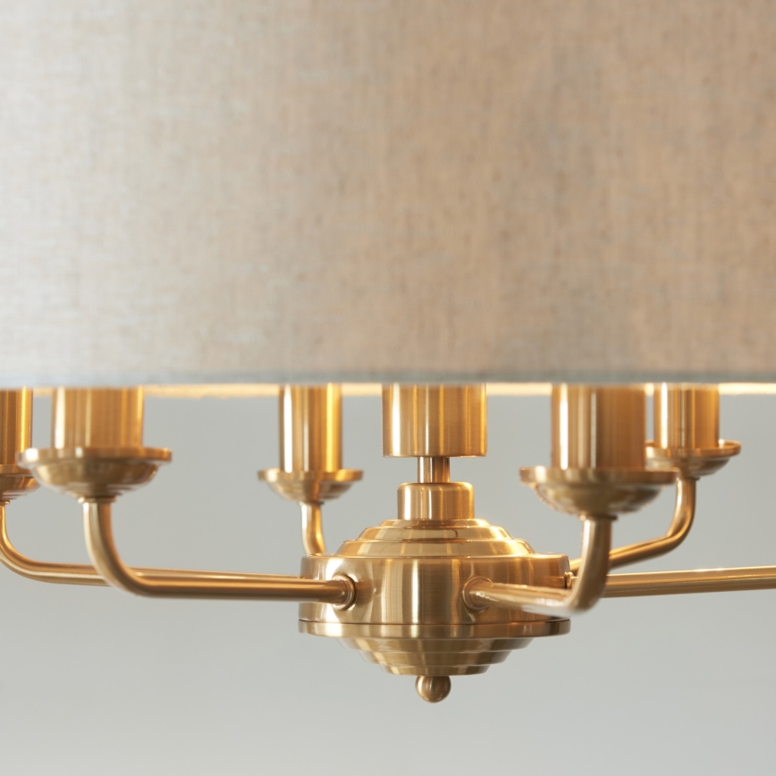 Endon 110722 - Kattokruunu ketjussa HIGHCLERE 6xE14/6W/230V beige/messinki halkaisija 55 cm