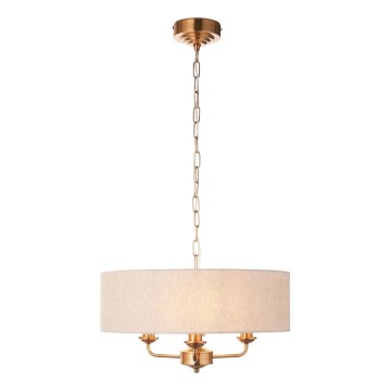 Endon 110723 - Kattokruunu ketjussa HIGHCLERE 3xE14/40W/230V beige/messinki