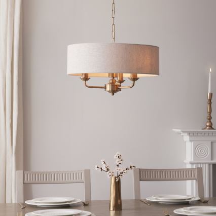 Endon 110723 - Kattokruunu ketjussa HIGHCLERE 3xE14/40W/230V beige/messinki