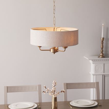 Endon 110723 - Kattokruunu ketjussa HIGHCLERE 3xE14/40W/230V beige/messinki