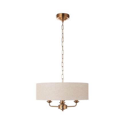 Endon 110723 - Kattokruunu ketjussa HIGHCLERE 3xE14/40W/230V beige/messinki