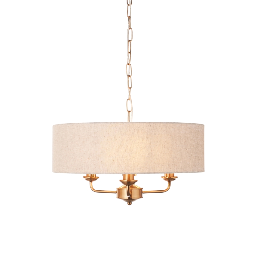 Endon 110723 - Kattokruunu ketjussa HIGHCLERE 3xE14/40W/230V beige/messinki