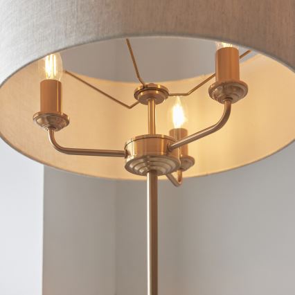 Endon 110724 - Lattialamppu HIGHCLERE 1xE14/40W/230V beige/messinki