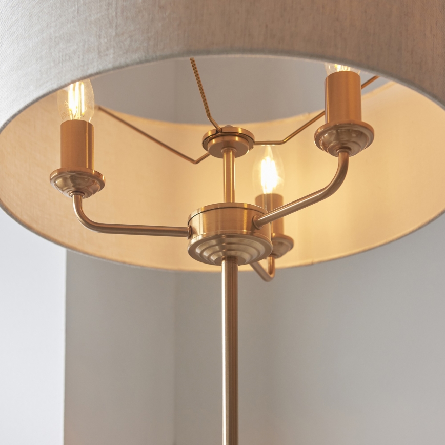 Endon 110724 - Lattialamppu HIGHCLERE 1xE14/40W/230V beige/messinki