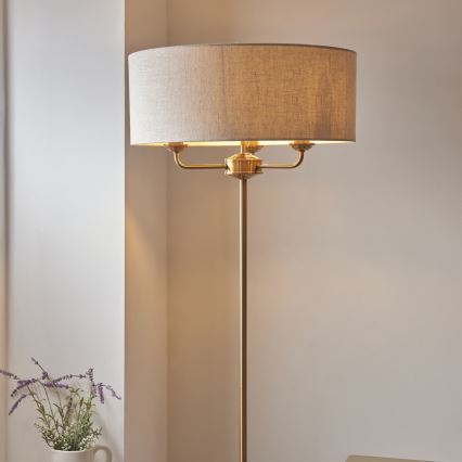 Endon 110724 - Lattialamppu HIGHCLERE 1xE14/40W/230V beige/messinki