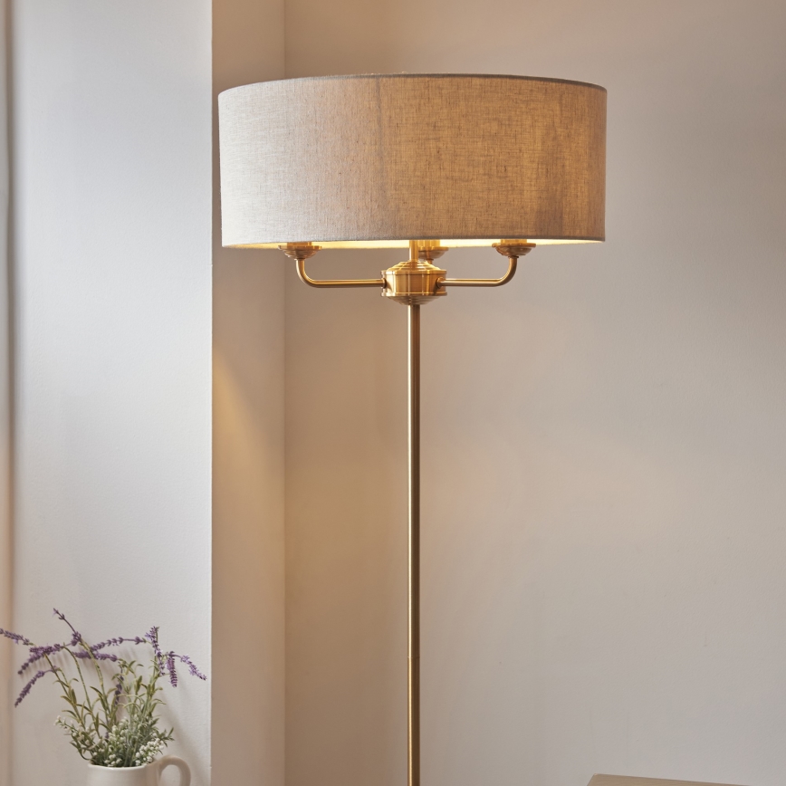 Endon 110724 - Lattialamppu HIGHCLERE 1xE14/40W/230V beige/messinki