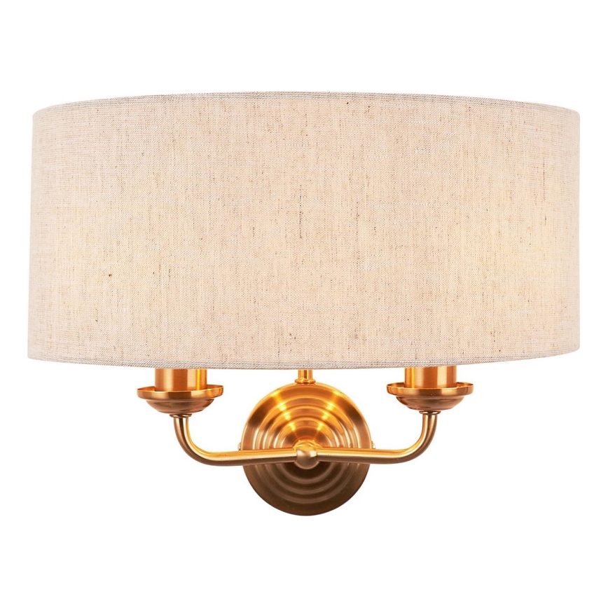 Endon 110726 - Seinävalaisin HIGHCLERE 2xE14/40W/230V beige/messinki