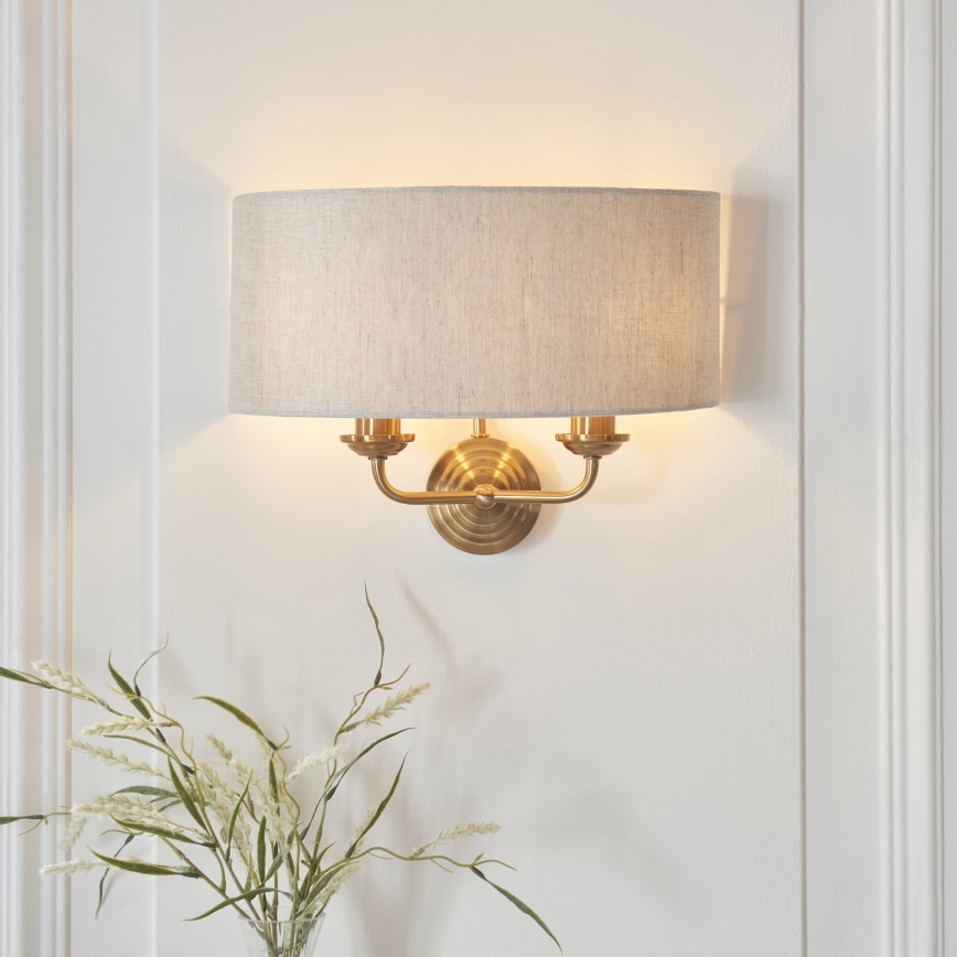Endon 110726 - Seinävalaisin HIGHCLERE 2xE14/40W/230V beige/messinki