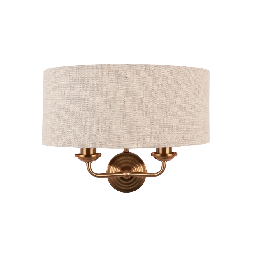 Endon 110726 - Seinävalaisin HIGHCLERE 2xE14/40W/230V beige/messinki