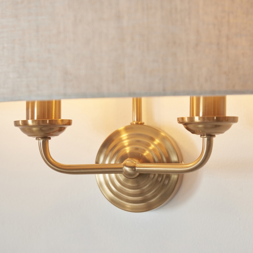 Endon 110726 - Seinävalaisin HIGHCLERE 2xE14/40W/230V beige/messinki