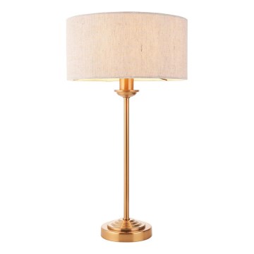 Endon 110728 - Pöytälamppu HIGHCLERE 1xE14/7W/230V beige/messinki, halkaisija 25 cm