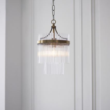 Endon 112572 - Ketjuun ripustettava kattokruunu MARIETTA 1xE27/10W/230V messinki/kirkas