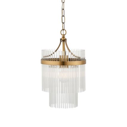 Endon 112572 - Ketjuun ripustettava kattokruunu MARIETTA 1xE27/10W/230V messinki/kirkas
