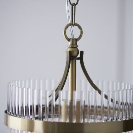 Endon 112572 - Ketjuun ripustettava kattokruunu MARIETTA 1xE27/10W/230V messinki/kirkas