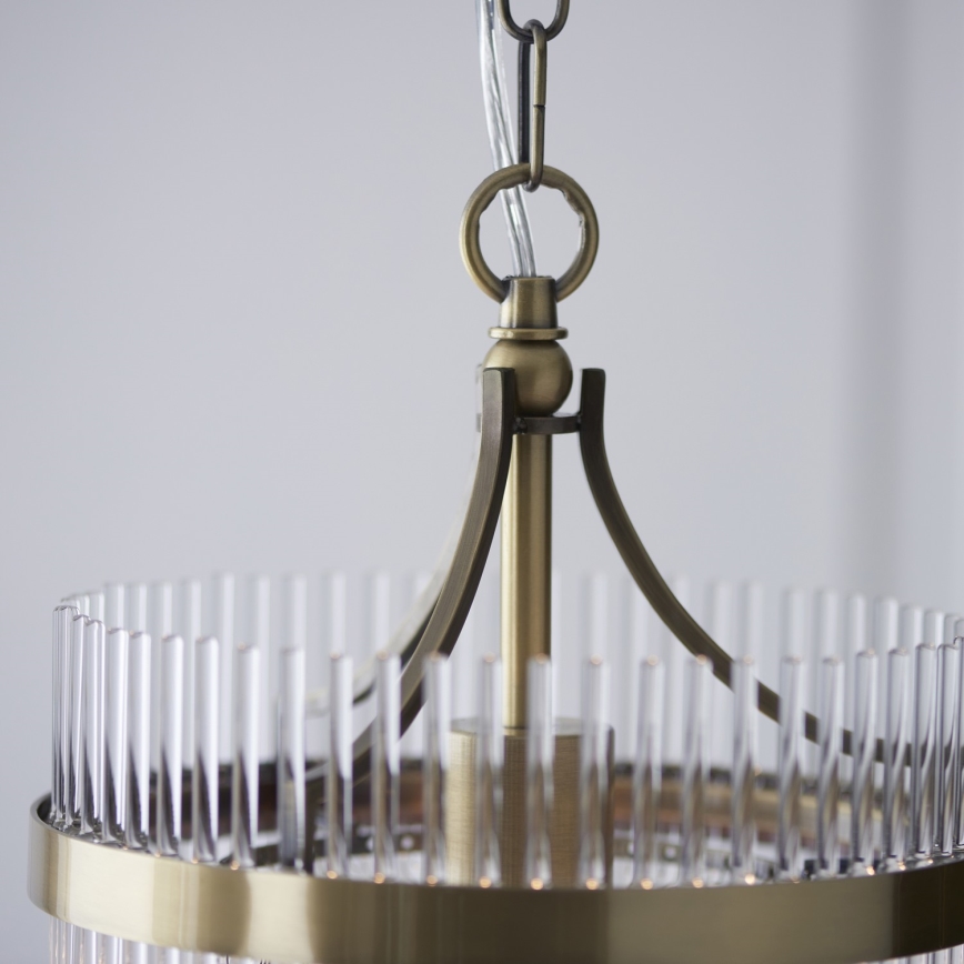 Endon 112572 - Ketjuun ripustettava kattokruunu MARIETTA 1xE27/10W/230V messinki/kirkas